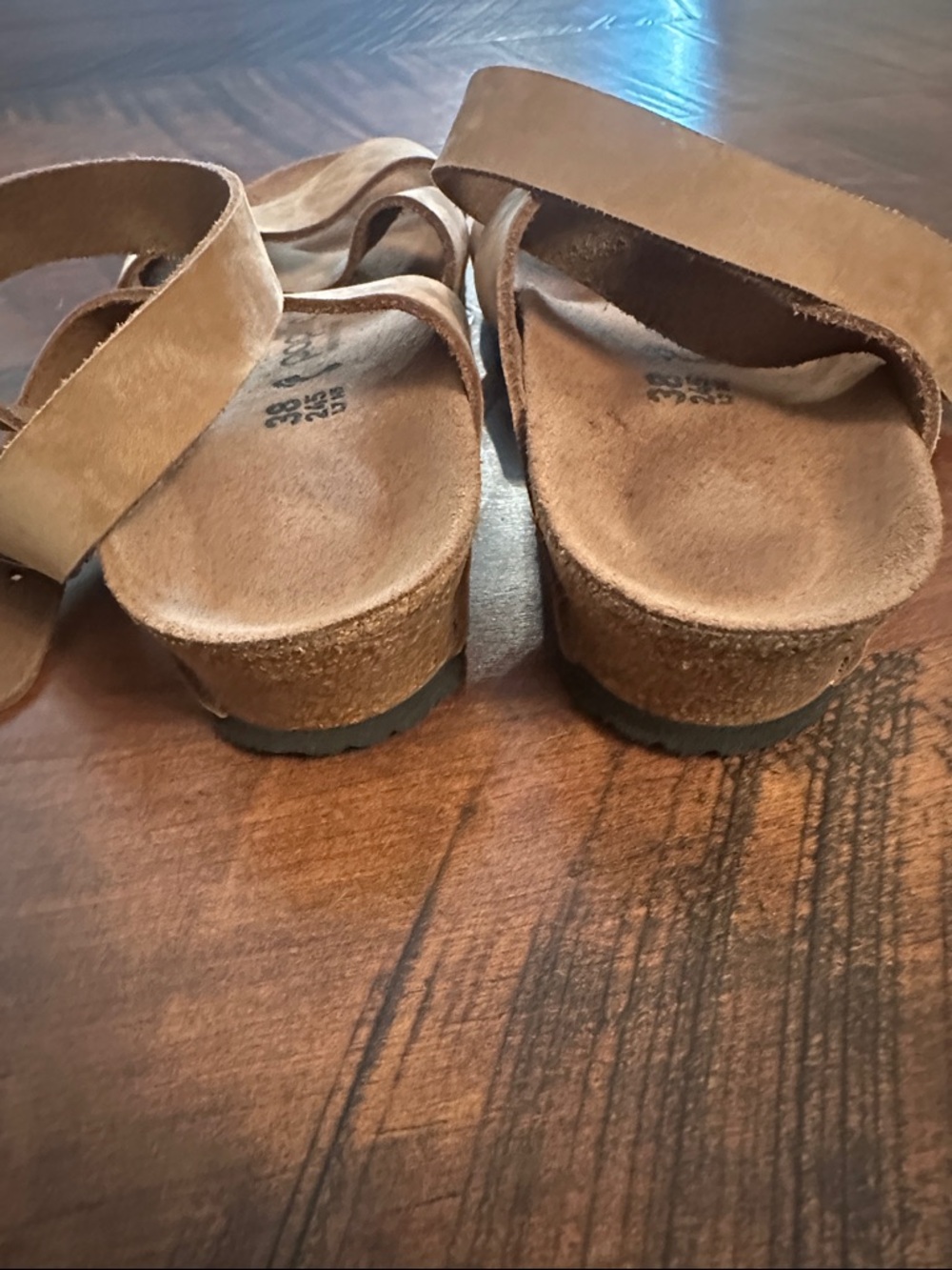 Papillio Tan Suede Crisscross Ankle Strap Sandals - Picture 4 of 8